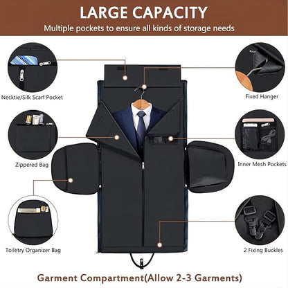 Garment Bag for Travel, Convertible Carry on Garment Duffel Bag for Men 3Pcs Weekender Bag 2 in 1 Hanging Suitcase Suit Bag