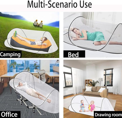 CMINGJ Large Pop Up Mosquito Tent, Portable Foldable Mosquito Net for Bed Camping Travel Patio，Mosquito Net for Adults Baby (78 * 31 * 22inch) (Black Fixed Size)