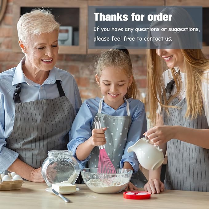 Pink Silicone Whisk, Professional Whisks For Cooking Non-Scratch, Stainless Steel & Silicone Wisk, Plastic Rubber Whisk Tool For Nonstick Cookware Pans, Silicon Wisks Set of 3