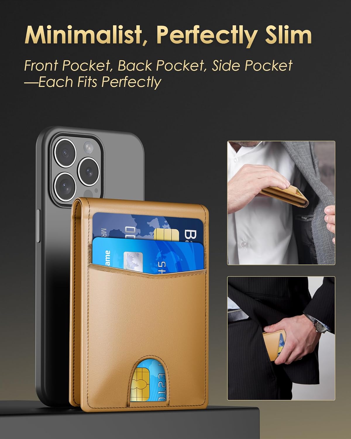 Wallet for Men - RFID Blocking [Functional & Practical] Bifold Slim Minimalist Credit Card Holder Pop Up Metal Case with Cash Slot Front Pocket with ID Window, Gift Boxed (Brown)