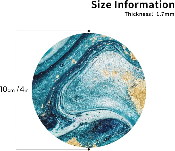 Ocean Gold Blue Marble Coasters Set of 6 Coasters