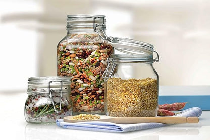 Bormioli Rocco Fido Glass Square Jar, 3 Liter