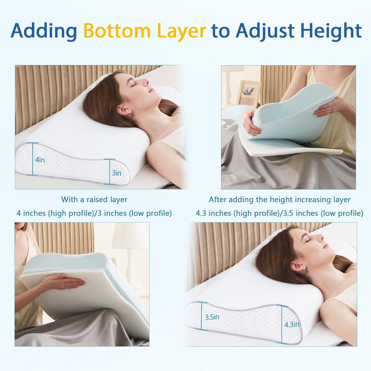 Memory Foam Pillows Cervical Pillow for Neck Pain Relief, Ergonomic Pillow for Shoulder Pain, Orthopedic Contour Pillow for Side Sleepers, Neck Support Pillows for Sleeping with Cooling Pillowcase