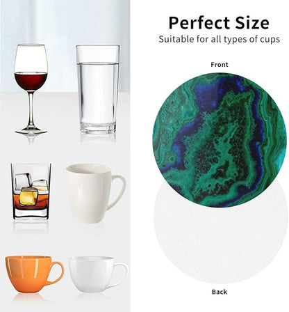 Agate Marble Green Coasters Set of 6 Coasters
