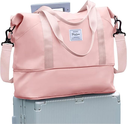 Travel Duffel Bag, Sports Tote Gym Bag, Shoulder Weekender Overnight Bag for Women