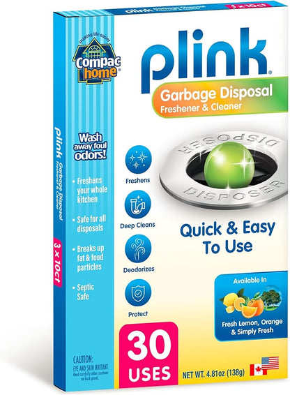 COMPAC HOME Plink Garbage Disposal Cleaner and Deodorizer, Freshens Your Kitchen and Waste Disposal, Assorted, 30 Count