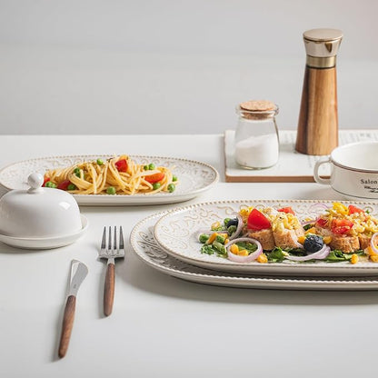 Serving Platters Set, Embossed Serving Trays