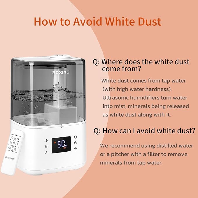 BOXING Warm and Cool Mist Humidifiers for Bedroom Large Room Home,Air Humidifier with Remote,Top Fill Ultrasonic Diffuser Humidifier with humidistat,Quiet Sleep,Timer,Auto Shutoff,BPA-Free,Filter,4.5L