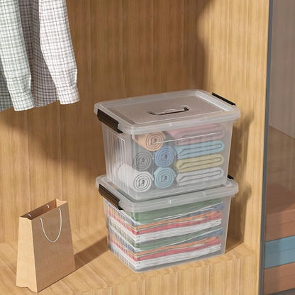 18 Quart Clear Plastic Storage Latching Bin with Lids, Latch Box with Handle, 4 Packs