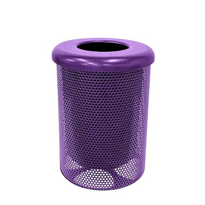 COATEDOUTDOORFURNITURE RFT-P-TXTPUR Heavy Duty Round Trash Receptacle with Flat Top, Liner Included, 32 Gallon, Textured Purple, Made in America
