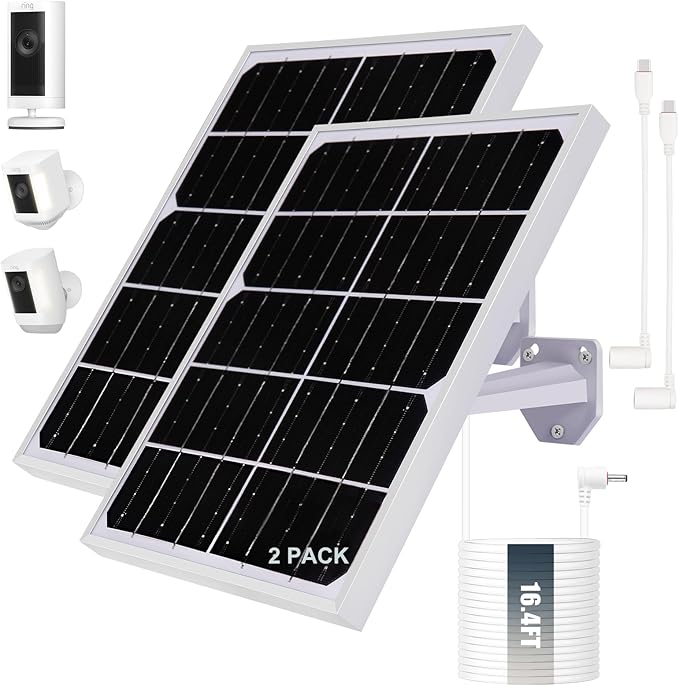 Solar Panel for Security Camera 2 in 1 Port 10W Ring Camera Solar Charger