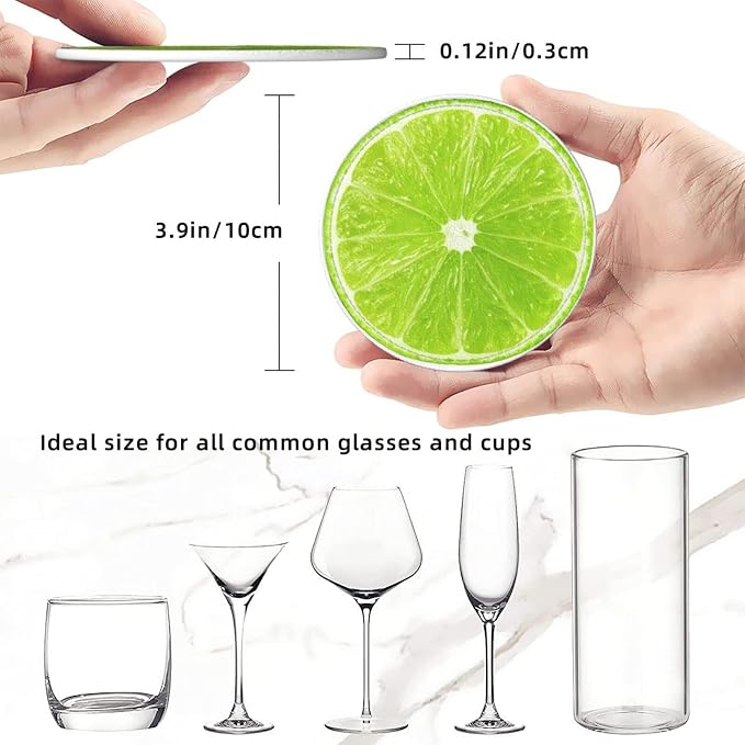 6 Pack Tropical Lime Slice Coaster