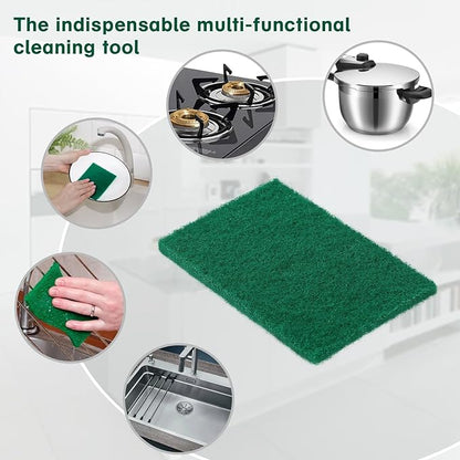 100 Pcs Scouring Pads,Heavy Duty Scour Pads,Dish Scrubber Scouring Pads,Non Scratch Scrubber Pads,Reusable Green Household Scrub Pads for Dishes Kitchen Scrubbers & Metal Grills,3x4in