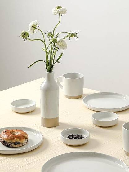 famiware Milkyway Ceramic Soy Sauce Dish, Dipping Bowls Set of 6, Dipping Sauce Bowls/Dishes, 4oz Small Serving Bowls for Side Dishes, Condiment, Sushi, Appetizer, Dessert, White