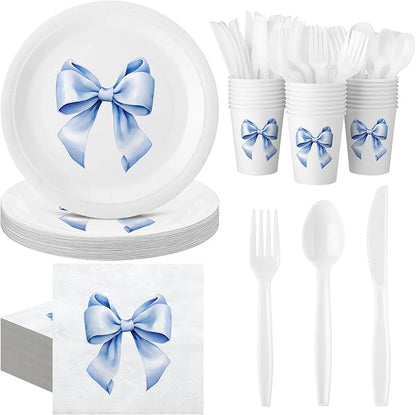 Sieral 144 Pcs Blue Bow Party Supplies Coquette Cute Supplies Bachelorette