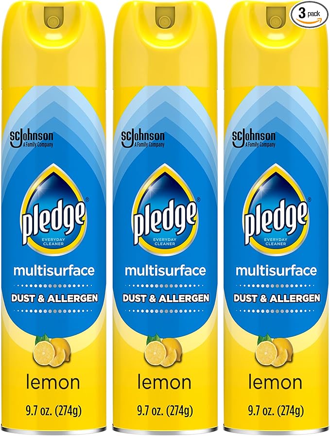 Pledge Dust & Allergen Multisurface Cleaner, Aerosol Spray, Lemon Scent, 9.7oz (Pack of 3)