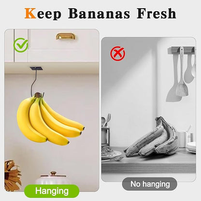 Self-Adhesive Banana Hooks, Foldable Magnetic Hanger Under Cabinet, Sturdy Metal Banana Holder for Kitchen, Space-Saving Design to Keep Bananas Fresh 1 Pieces Bronze