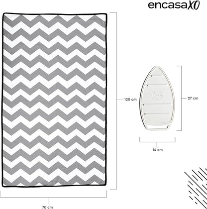 Encasa XO Ironing Mat/Pad (Large 48"x28") with 3mm Padding & Silicone Iron Rest for Steam Pressing on Tabletop or Bed - Heat Resistant, Portable, Quilting & Travel Blanket - Zig Zag