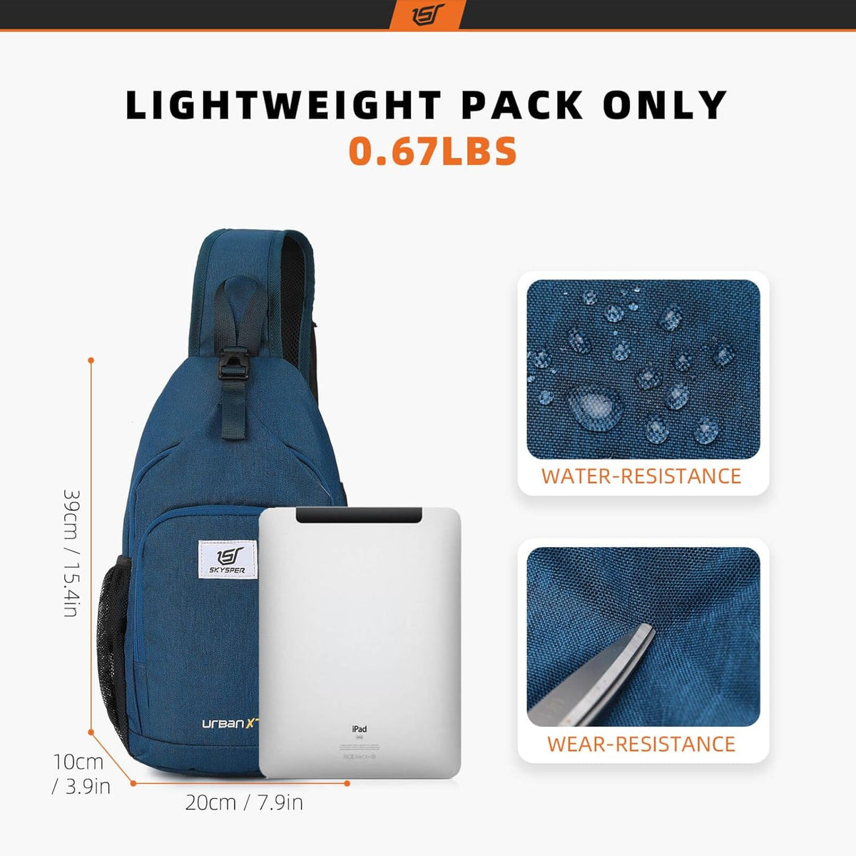 SKYSPER Sling Bag RFID Crossbody Sling Backpack Cross Body Shoulder Bag Travel Hiking Daypack for Women Men
