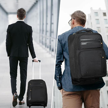 Rolling Backpack, 15.6 inch Laptop Backpack with Wheels, Flight Approved Water Resistant Underseat Carry on Lugagge Wheeled Bag for Men Women Adults, Black