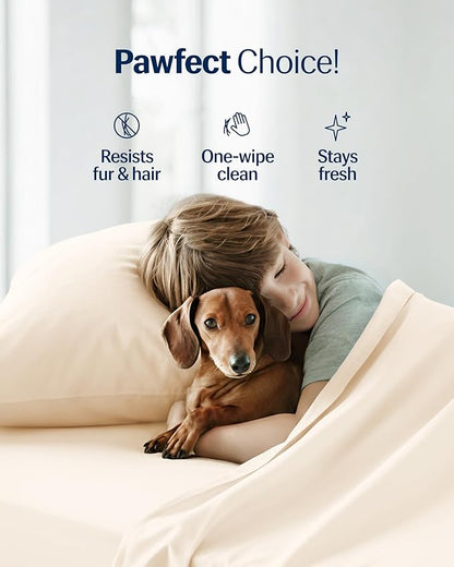 REST® Evercool®+ Cooling Sheet Set, Queen Size, Snow Ivory, Breathable Bed Sheets for Hot Sleeper and Night Sweats, with Pillowcases, with Ionic+ Self-Cleaning Silver Yarn for Sensitive Skin, 4PCS
