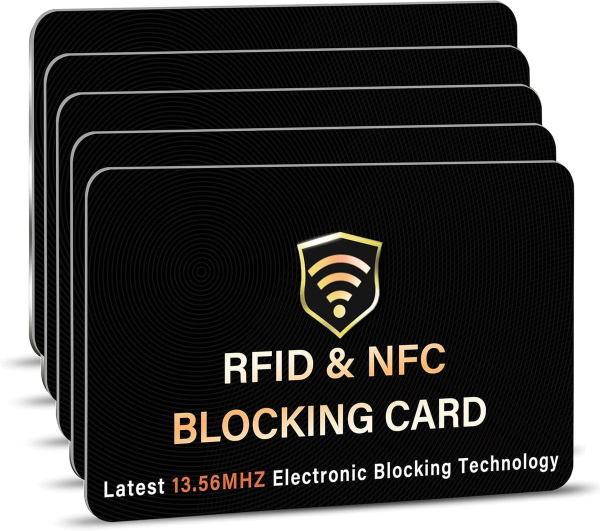 SaiTech IT 5 Pack RFID Blocking Card, One Card Protects Entire Wallet Purse, NFC Contactless Bank Debit Credit Card Protector ID ATM Guard Card Blocker–(Black)