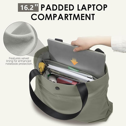 SIMTOP Tote Bag for Women with Magnetic Pocket Water Resistant Polyester 16.2" Laptop Compartment for Travel, Office, Daily