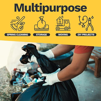 ToughBag 55 Gallon Trash Bags Heavy Duty (100 Count) - 50-60 Gallon Black Garbage Bags, Large Trash Bags - 38 x 58" - Made in USA