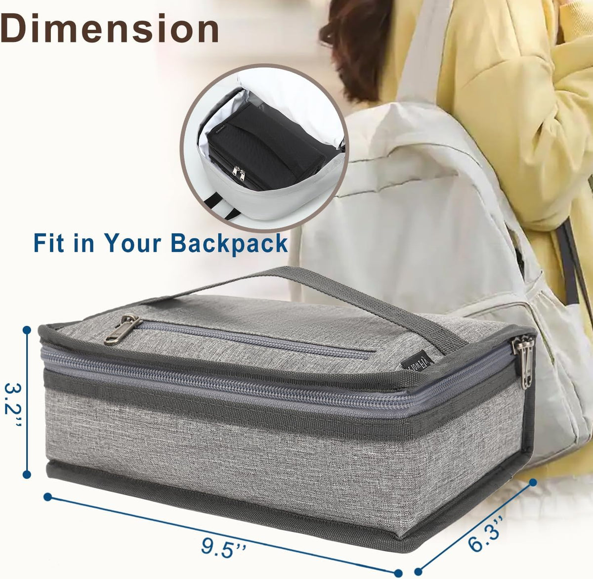 FlowFly Small Insulated Lunch box Portable Soft Bag Mini Cooler Thermal Meal Tote Kit with Handle for Work & School, Heather Grey