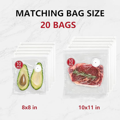 Vacuum Sealer, vacuum sealer for food, handheld vacuum sealer(Vacuum Sealers+ 20 reusable vacuum seal bags)