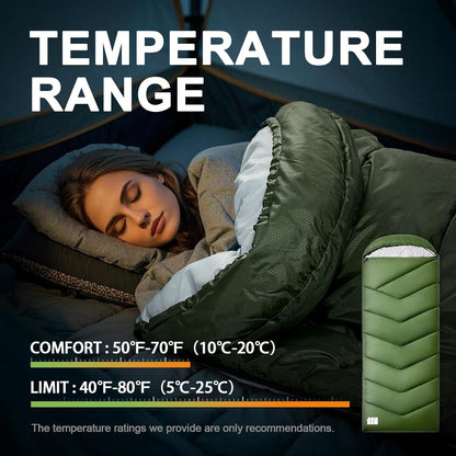 Sleeping Bags for Adults Cold Weather,Portable, Waterproof,Lightweight Camping Sleeping Bag for Tall Girls Boys with Compression Sack for Warm Camping, Hiking, Outdoor & Indoor