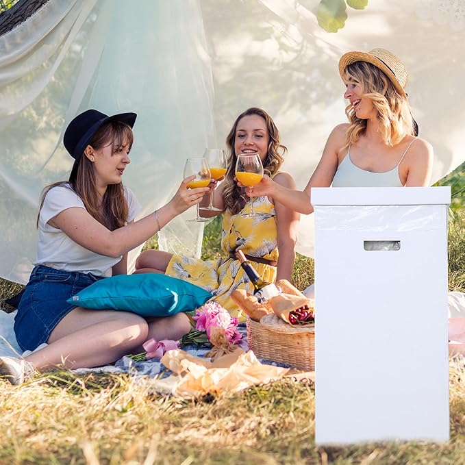 3 Pcs Cardboard Trash Cans with Lid Disposable and Reusable Corrugated Cardboard Trash Cans Recycling Bins Bulk with 6 Garbage Bags White Rubbish Boxes for Parties Events(30 Gallon)