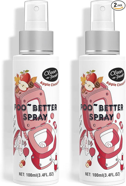 Clean-n-Fresh Toilet Spray, Apple Cinnamon, 6.8 Fl.Oz, Up to 400+ Uses, Air Freshener Spray, Toilet Bathroom Odor Deodorizer, Cinnamon, Apple & Pine Scent