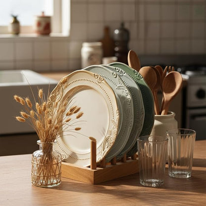 salad plates set of 4, 10.5 inch Reactive Glaze Stoneware Dinner Dish Set
