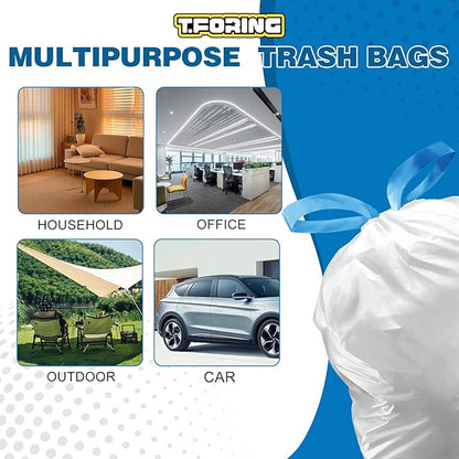 8 Gallon Trash Bags Drawstring 1.2 Mil - 100 Count White Medium Garbage Bags Unscented, 30 Liter Thick Plastic Trash Can Liners for Home Kitchen Bathroom