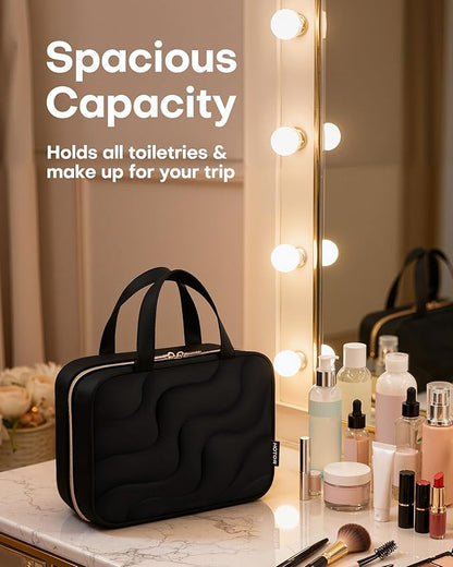 HOTOR Hanging Toiletry Bag - Spacious Travel Toiletry Bag for Women & Men, Multi-Pocket Makeup Organizer, Travel & Cruise Essentials for Business Trip, Gym, Black, 11.0" x 8.7" x 3.9"