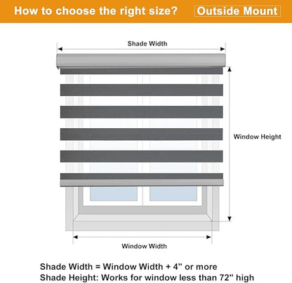 Persilux Zebra Window Blinds, Cordless Room Darkening Roller Blinds (23" W x 72" H, Grey) Roller Blinds Cordless Light Filtering, Light Control for Day and Night…