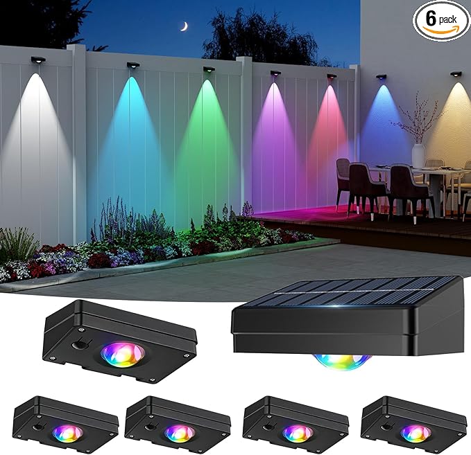 Solar LED Wall Light, RGB Color Changing Spotlight