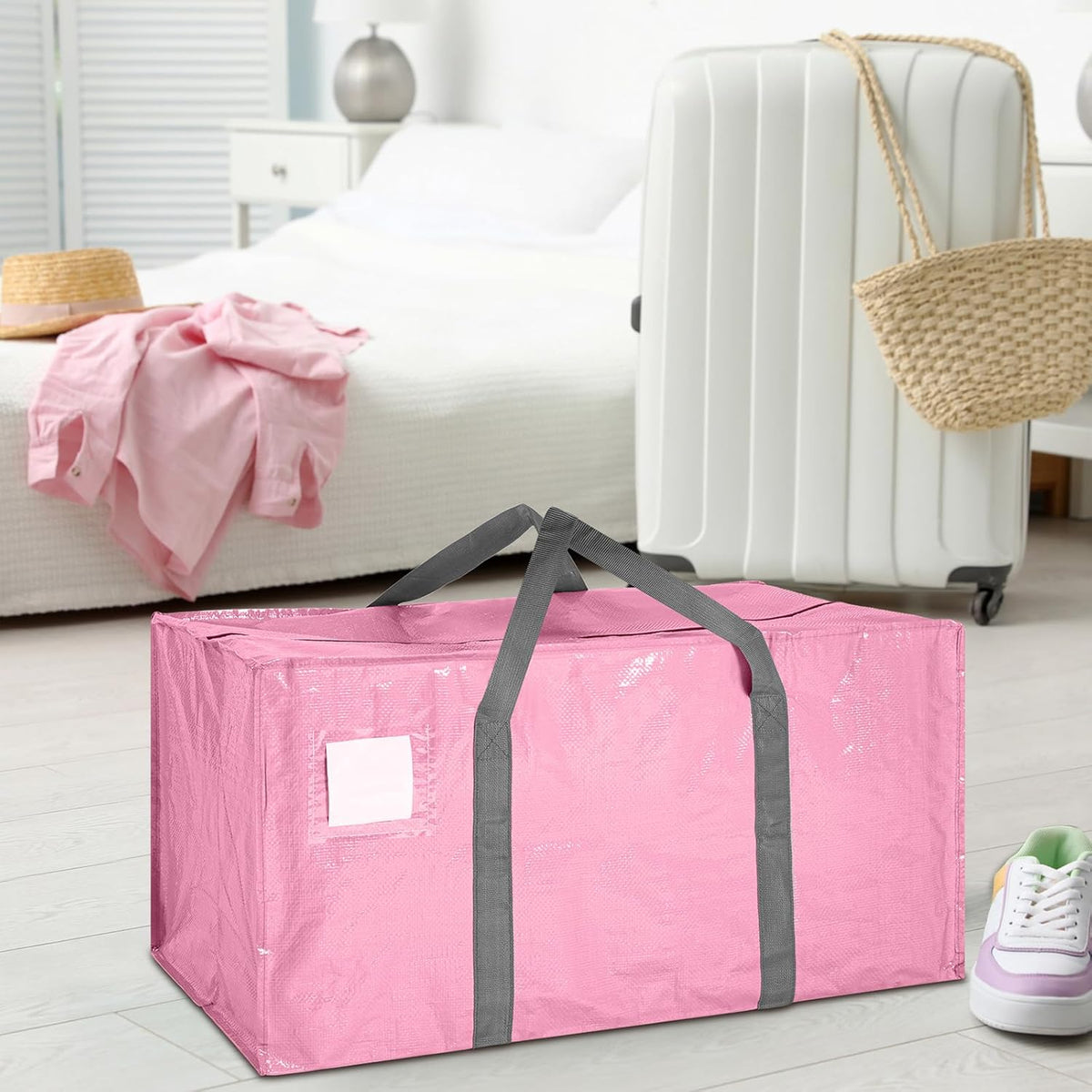 8 Pack Extra Large Moving Bags Heavy Duty Packing Bags with Extra Long Handles and Zippers Storage Totes for College Students Room Dorm Essentials Packing Supplies (Mixed Colors)
