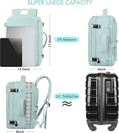 Beraliy Large Travel Backpack for Women Airline Approved, Carry On Backpack, 17 Inch Laptop Backpack, Personal Item Bag Casual Daypack Backpacks, Mint Green