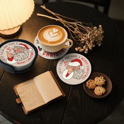 6 Pcs Christmas Santa Claus Drink Coasters