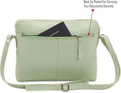 Wise Owl Accessories Small Soft Pebbled Real Leather Crossbody Handbags Purses Sling Crossover Shoulder Bag