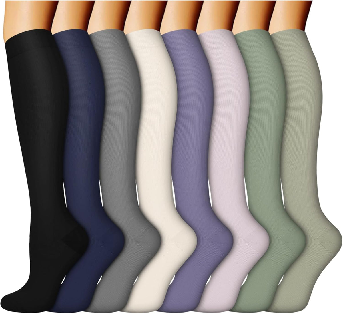 ACTINPUT 8 Pairs Compression Socks for Women & Men,Support Compression Stockings for Medical Running Athletic