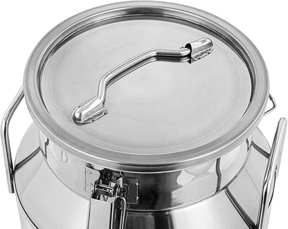Milk Can Stainless Steel Containers with Lids Old Fashion Milk Jug Metal Bucket with Practical Handles, Sealed Bucket for Milk Water Wine Honey Oil Rice Tea Beans Grains (40L/10.57Gal)