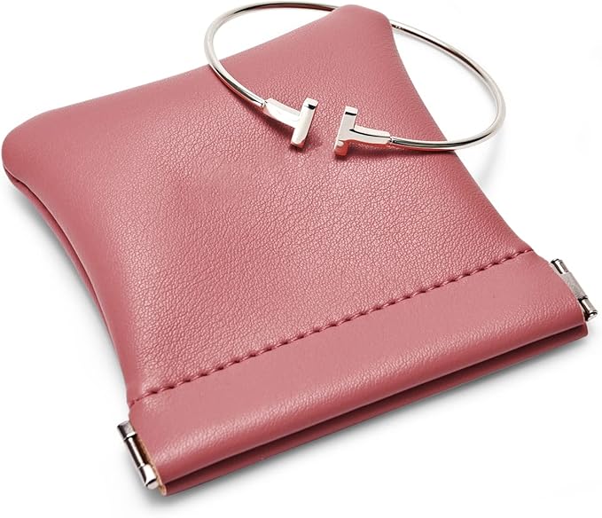 PU Leather Jewelry Travel Bag Leather Jewelry Pouch Christmas,Wedding Party Favor Gift Bag (L, Pink)