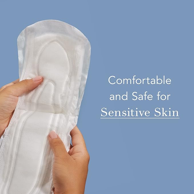 Rael Incontinence Pads for Women, Organic Cotton Cover, Postpartum Essential, Heavy Absorbency, Bladder Control, 4-Layer Core with Leak Guard Technology, Long Length (Moderate, 60 Count)