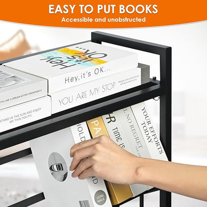 Book Carts 4 Tier 46.5x35.4x9.84 in Rolling Book Cart Large Capacity Bookshelf Storage Rack Mobile Book Storage with Wheels Cart for Home Office Living Room Classroom (Black)
