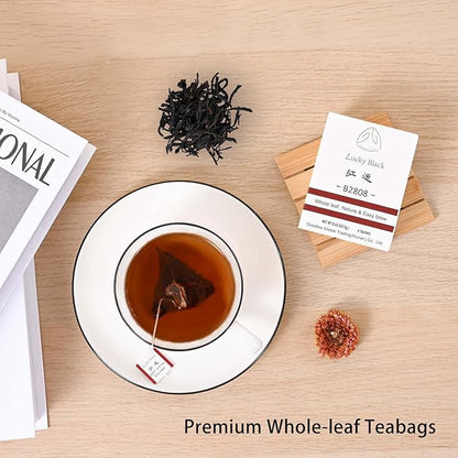 GTGLOTRA Full-Leaf Black Tea, 72 Pyramid Bags (12 Pack), Easy Brew, 100% Natural, Low Caffeine, Caffeine Alternative to Coffee, Biodegradable Tea Whole Leaf Tea Sampler, Family Size, Office Reception,Daily Consumption,Gifts