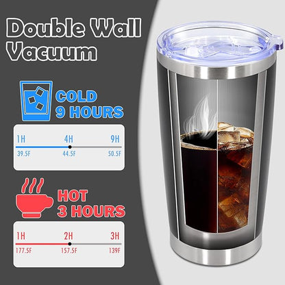20oz Tumbler Stainless Steel Tumbler Cup with Lid Vacuum Insulated Double Wall Travel Mug, Durable Powder Coated Travel Coffee Tumbler Mug for Hot & Cold Drinks, Black,4 Pack