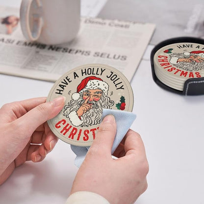 6 Pcs Christmas Santa Claus Drink Coasters